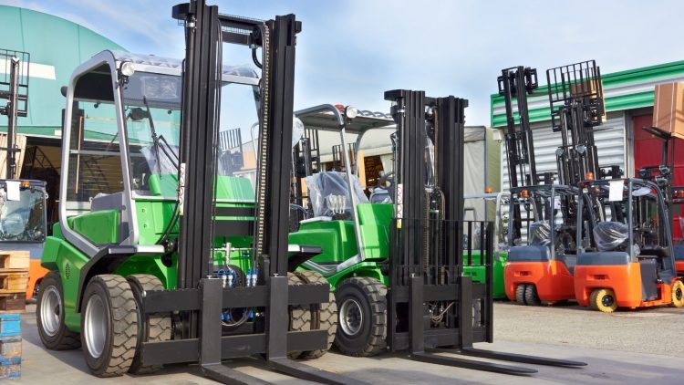 Large forklift mast in parking lot for sale