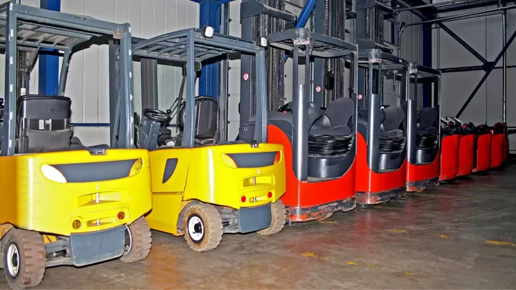 Forklifts in a warehouse