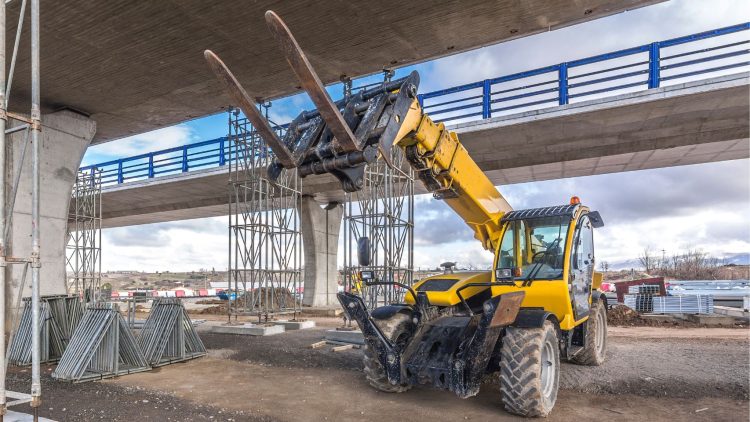 Telehandler in a construction zone